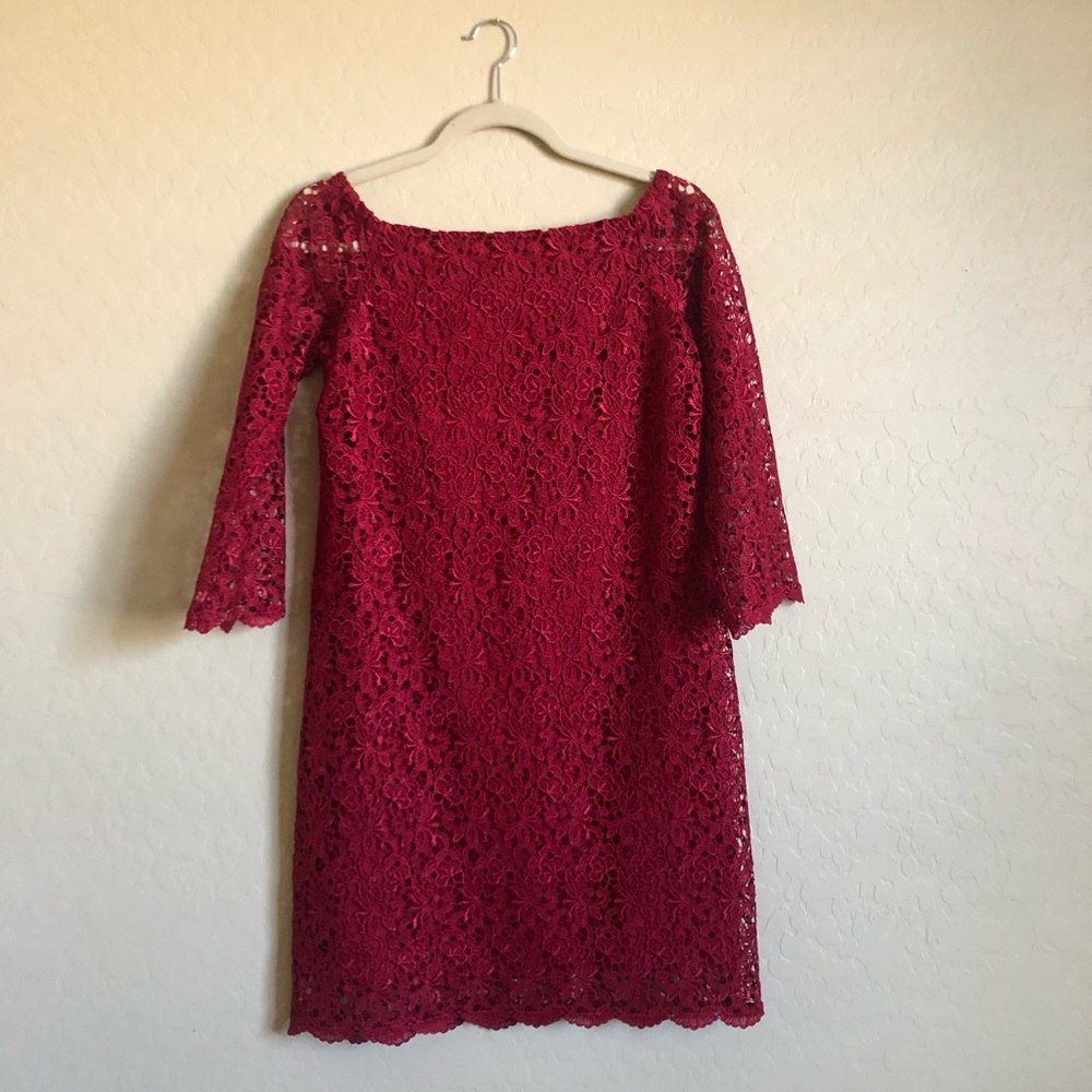 Beautiful red lace dress.